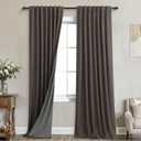 KOUFALL Brown Curtains Blackout 2 Panels,Dark Chocolate Linen Black Out Dark Academia Curtains for Bedroom Living Room 84 Inch Long