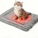 Self Warming Cat Bed, 24" x 18" Cat Heating Pad, Non-Slip & Washable, Extra Warm Pet Mat for Indoor Cats & Puppies (Grey)