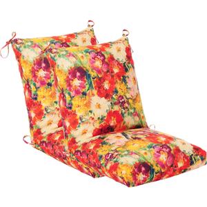 Set of 2 Outdoor Dining Chair Cushions, Patio Seating Cushions, 38x18x4.5 inch, for Garden Patio Furniture (A riot of Colours)