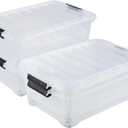 4 Packs 20 Quart Plastic Under Bed Storage Container with Lids and Wheels, Stackable and Nestable Organizer Bins, Flat Storage Box