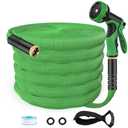 Flexible Garden Hose 50ft, Lightweight Water Hose with 10 Function Spray, Portable Water Pipe Leak-Proof Kink Free Non-Shrinking Drinking Water Safe Hose Durable for Car Wash Patio Yard House Camping (Green)