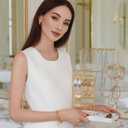 Lolalet Jewelry Organizer Stand, No Assembly Needed Display Storage with Rotating Earring Holder and Velvet Ring Tray for Necklace Bracelet Studs,Christmas Gifts Room Dorm Decor for Teen Girls -Gold