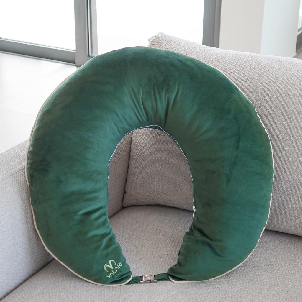 Legendary Valari Pillow | Reading, Gaming, & Crochet Support Pillow | Ergonomic Arm Pillow for Adults with a Breathable, Machine-Washable Cover | Computer Pillow Made with Dacron Filling, Green & Blue