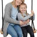 Taeku Adult Tree Swing, Hanging Beech Wood Swings with Adjustable Rope Garden Chair Seat Swing for Indoor Outdoor (22''x10'')