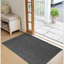 Color&Geometry Ultra Thin Indoor Door Mat 24"x36", Machine Washable Front Door Mat Non Slip, Low Profile Entrance Mat Indoor, Absorbent Doormat for Inside, Entry, Entryway, Dark Grey (FOLD)