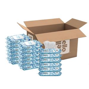 Hello Bello Extra Gentle Unscented Baby Wipes, Plant Based, Made with 99% Water and Aloe for Babies and Kids, 1080 Count (60 Count (Pack of 18))