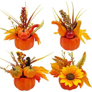 Fall Pumpkin Decor Set Thanksgiving 4 Pack Fake Pumpkins Berry Pine Cone Sunflower Maple Leaves Fall Decor, for Autumn Home Tabletop Centerpieces Kitchen Fireplace Mantel Party Decorations Fall Pumpkin Decor Set Thanksgiving 4 Pack Fake Pumpkins Berry Pine Cone Sunflower Maple Leaves Fall Decor, for Autumn Home Tabletop Centerpieces Kitchen Fireplace Mantel Party Decorations