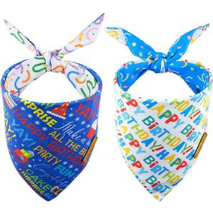 CROWNED BEAUTY Birthday Dog Bandanas Reversible Large 2 Pack, Happy Birthday Set, Adjustable Triangle Holiday Blue Scarves for Medium Large Extra Large Dogs Girl Boy Pets DB50-L CROWNED BEAUTY Birthday Dog Bandanas Reversible Large 2 Pack, Happy Birthday Set, Adjustable Triangle Holiday Blue Scarves for Medium Large Extra Large Dogs Girl Boy Pets DB50-L