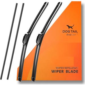 DOG TAIL Water Repellent Silicone Wiper Blades 18 inch (1 Pack) with Multiple Adapters and Refills, Automotive Replacement Front Windshield Wiper Blades for My Car with Water Repellency DropClear
