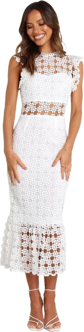 Petal & Pup Women's Lauren Dress (White, S)