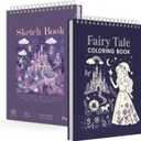 Fuxi Coloring Books for Ages 8-12 Girls, 50 Sheets (73lb/120gsm) Blank Paper Drawing Pad + 50 Designs Blank Paper for Coloring. (PurpIed)