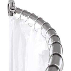 Chrsouly Adjustable Curved Shower Rod, 42-72 inches Extra Wide Shower Curtain Rod, Rust proof, Premium Stainless Steel, Curved Shower Curtain Rod for Bathroom, Need to Drill, Silver