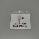 White 'Caution Hot Water' Sign - 4.72"x3.94" (120mm x 100mm) - Rigid 1mm Thick Substrate - UV Printed with Self-Adhesive Backing for Easy Installation