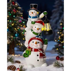 Christmas Snowman Decor with Solar Lantern, Outdoor Indoor Xmas Decoration,Outdoor Patio Lawn Yard Balcony Garden Home Decor Birthday Gifts for Women Mom Grandma
