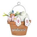 Easter Decorations for Home Welcome Bunny Decor Easter Table Decoration Wooden Farmhouse Spring Door Sign Rustic Rabbit Wall Hanging Signs Gifts Tiered Tray Centerpieces Kitchen Shelf Party
