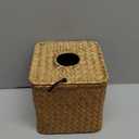 Seagrass Square Tissue Box Cover Woven Napkin Holder Decorative for Bathroom Farmhouse (Natural, 5.5 x 5.5 x 5.5 Inch)
