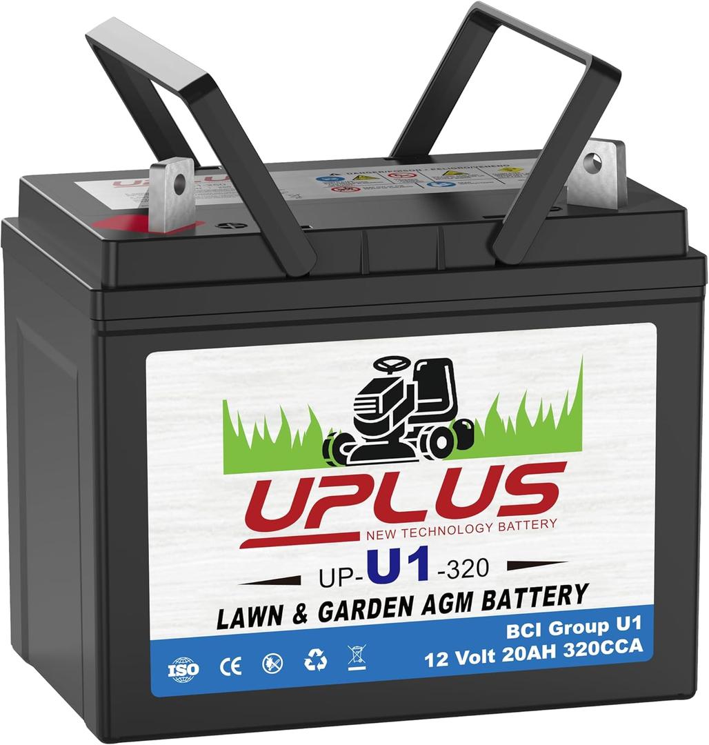UPLUS U1 Riding Lawn Mower Battery, 12V Garden Tractors Battery Maintenance Free AGM Batteries, Fit for John Deere, Cub Cadet, Husqvarna, Craftsman, Toro, Ariens, Troy-Bilt, 320CCA Package May Vary