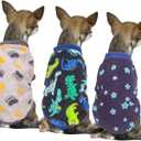 3-Piece Small Dog Sweaters - Fleece Winter Warm XS Boy Dog Clothes - Cute Dinosaur Patterns - Chihuahua, Yorkie - Christmas