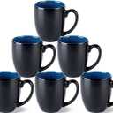 GBhome 12oz Coffee Mugs Set of 6, Large Ceramic Coffee Mugs for Man, Woman, Dad, Mom, Modern Coffee Mugs Set with handle for Tea/Latte/Cappuccino/Milk/Cocoa. Dishwasher&Microwave Safe,Blue