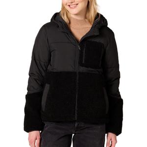 Amazon Essentials womens Full-Zip Sherpa Fleece Hooded Puffer Jacket (X-Small, Black)