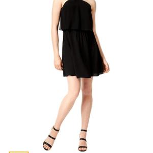 bar III Womens Sleeveless Mini Halter Dress Black M