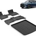 All Weather Car Floor Mats & Cargo Liner Set Fit for BMW iX 2022 2023 2024 2025 Floor Liners Trunk Liner iX Cargo Mat Accessories Black