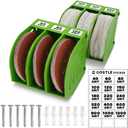 5 Inch Professional Sanding Discs Storage Bins - 6 Bins Set for Efficient Organization, Offset Snap-On Connection, Grit Classification, Space-Saving Design and Versatile Application, Green