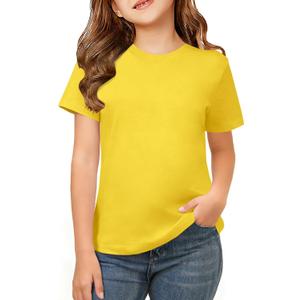 ZDC Girls Short Sleeve Shirts Crewneck T Shirts Kids Summer Tops Basic Tees 5-14 Years (Yellow)