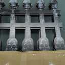 4 Pcs 11.8 x 19.6 Inch Halloween Wooden Skull Fence Cemetery Decoration