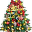 SVNVIOZ 2FT Small Tabletop Mini Artificial Christmas Tree with Lights, Red Green Ornaments - Xmas Tree for Holiday Home Decoration