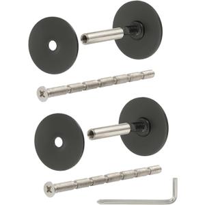 PATIKIL 2Pcs Door Hole Cover Plate, (Black) Stainless Steel Deadbolt Cover Plate Door Knob Hole Filler Plates with 3.54" Connecting Screws, Suit for - 1" Holes/Door/Cabinet/Wall