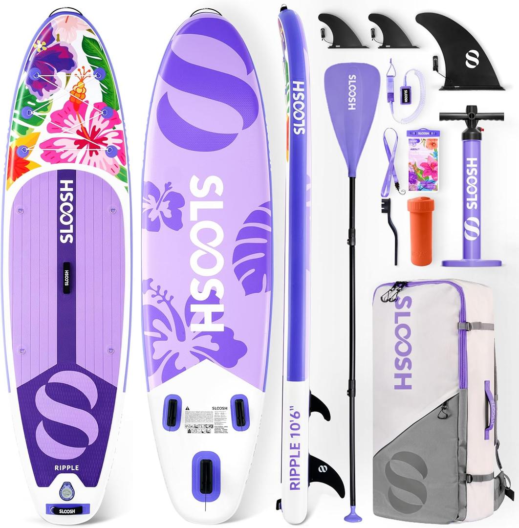 SLOOSH Inflatable Stand Up Paddle Board, 10'6" Paddle Boards with Premium Accessories, Non-Slip EVA Deck, Ultra-Light Carry Bag Pump, Ripple SUP for Youth & Adults of All Skill Levels