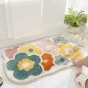 Flower Bath Rug for Bathroom, Super Soft Fluffy Rug Home Floor Mat Floral Carpet Water Absorption Machine Washable Bath Mat for Bedroom and Bathroom, 15.7 x 23.6 Inches, Yellow Flower