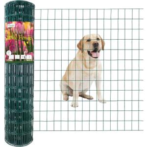 Green PVC Coated Welded Wire Fence 36 Inch x 50 Foot, 2 Inch x 3 Inch 16GA, Garden Border Fencing Roll Vinyl Coating Metal Wire Mesh for Yard Vegetable Plant Protection Poultry Netting