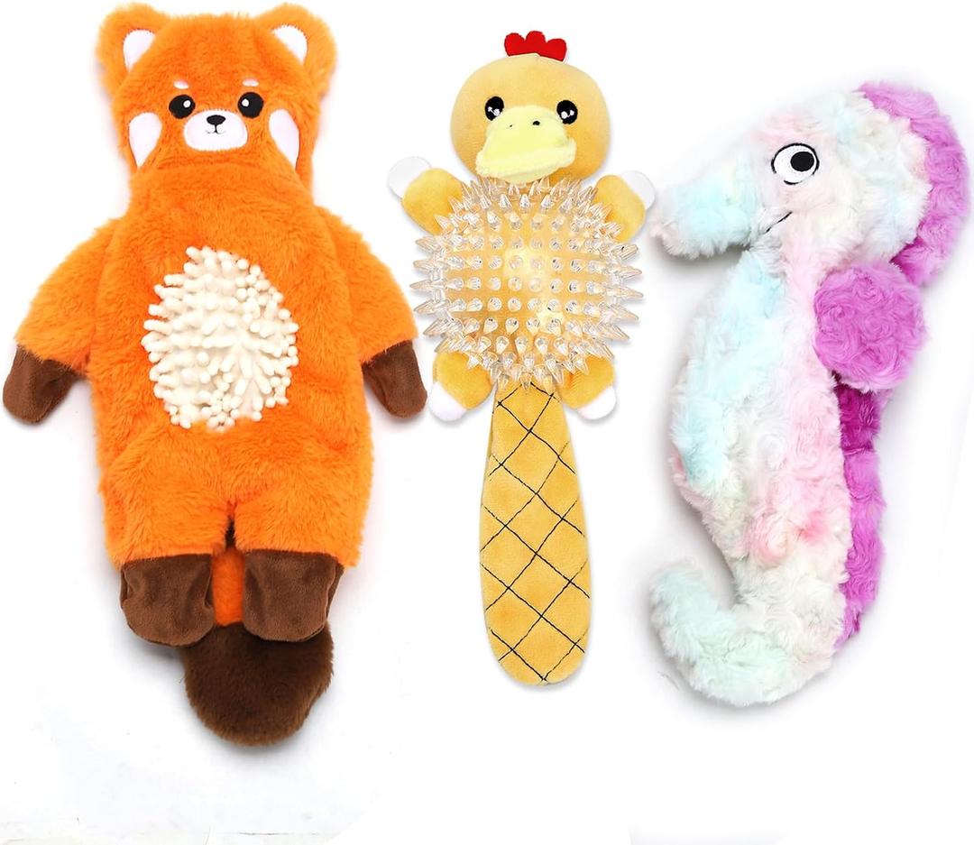 FIREOR Dog Squeak Toys, No Stuffing Plush Crinkle Water Bottle Dogs Chew Toy for Small Medium Large Breed Chewer Squeaky Tough Durable Puppy Teething Chewing Interactive Keep Them Busy Birthday Gifts, 3-Pack