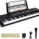 61 Keys Keyboard Piano,Electric Digital Piano,with Built-In Speaker Microphone,Piano Note Stickers,Sheet Music Stand and Power Supply,Portable Keyboard Piano for Beginners Girls Boys