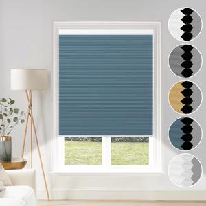 Cellular Shades Blackout Cordless Cellular Blinds Honeycomb Blinds Window Shades Room Darkening Shade Ocean Blue-White, 29"(W) x 64"(H)