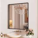 Black Bathroom Mirror, 24x28 inch Black Metal Vanity Mirror, Tempered Glass, Square Corner, Farmhouse, Entryway, Wall Mounted Rectangle Mirror(Vertical/Horizontal)