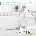 Forbena Toddler Step Stool for Bathroom Sink, 2 Step Stool for Kids Toilet Potty Training, Non-Slip Toddlers Baby Child Kid Plastic Poop Stools with Handle for Kitchen Counter Bed (White-Grey)