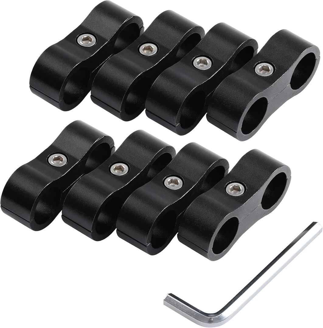 Ucreative 8PCS 6AN CPE Fuel Hose Separator Clamp AN6 CPE Line Mounting Clamp Aluminum Black