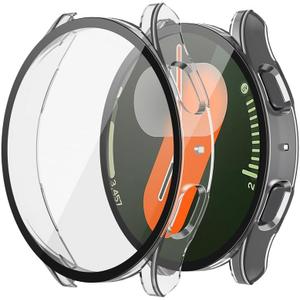 Misxi 2-Pack Hard PC Screen Protector Case for Samsung Galaxy Watch 7 40mm, Anti-Slip Ultra-Thin Scratch Resistant Cover with Tempered Glass for Galaxy Watch7, Transparent