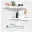 NATURE'S SOURCE Corner Floating Shelves with Invisible Brackets, Corner Shelves Wall Mounted Set of 3, Bedroom Bathroom Kitchen Living Room Office- Modern Style 16.6" x 6" (White)