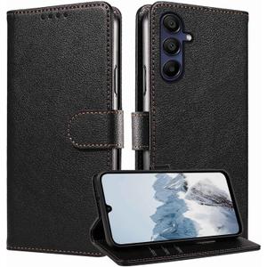 JanCalm for Samsung Galaxy A15 Case Wallet,RFID Blocking Phone Flip Cases,[Card Holder/Cash Slots] [Kickstand] Magnetic Clasp Leather Protective Folio Cover (Black)