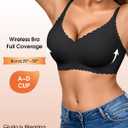 Seamless Jelly Bras for Women 3 Pack - Deep V Wireless Push Up No Wire Womens Bra Padded Comfort with Support for Gifts (L)