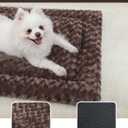 Washable Dog Bed Mat Soft Dog Crate Pad Fluffy Pet Kennel Beds Sleeping Mattress with Non-Slip Bottom for Large Jumbo Medium Small Dogs, 47 x 29 Inch, Brown