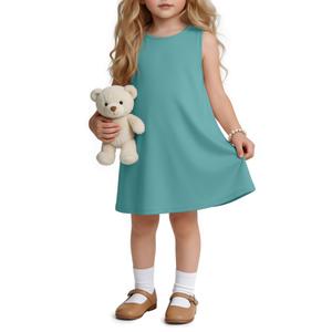 Custoneei Toddler Girls' Sleeveless Tank Dress, Turquoise, 2T