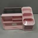 HBlife Makeup Organizer with Brush Holder for Vanity, Large Plastic Bathroom Countertop Organizer Skin Care Storage, Easy to Store Lipsticks, Nail Polishes, Perfumes, Eyeshadow Palettes, Pink