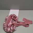 Satin Bonnet for Sleeping Cap Double Layer Hair Bonnet with Elastic Tie Band for Curly Hair Night Cap (Bean Paste + Pink)