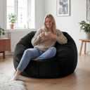 YuppieLife Large Foam Filled Bean Bag Chairs for Kids Teenagers Adults Living Room Gaming Relaxing 4F Machine Washable Lazy SofaBlack