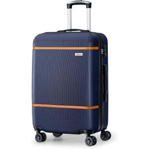 AnyZip Luggage ABS+PC Hardside Lightweight Suitcase with Spinner Wheels TSA Lock, Checked-Medium 24-Inch, Dark Blue AnyZip Luggage ABS+PC Hardside Lightweight Suitcase with Spinner Wheels TSA Lock, Checked-Medium 24-Inch, Dark Blue